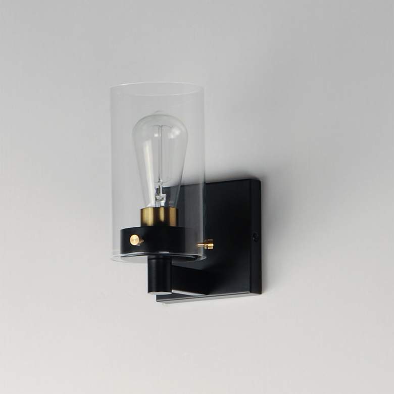Image 4 Pinn 1-Light Sconce - Black/Satin Brass more views
