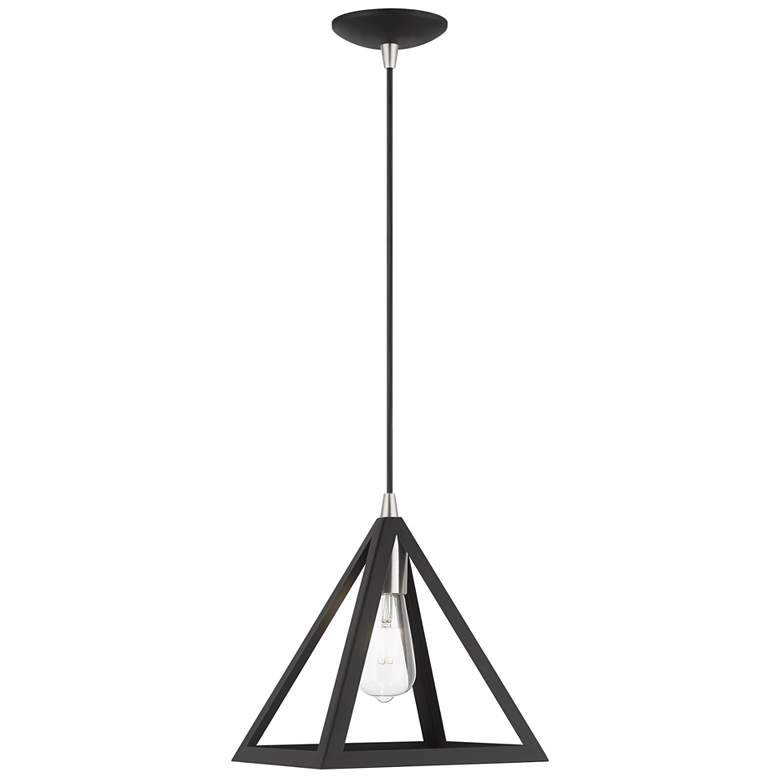 Image 1 Pinnacle 1 Light Black with Brushed Nickel Accents Pendant