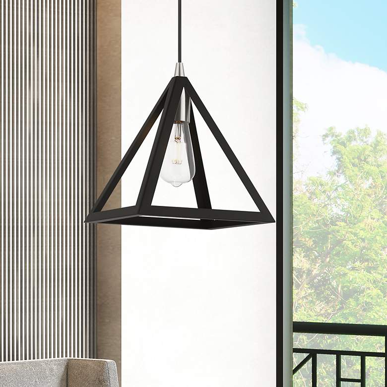 Image 1 Pinnacle 1 Light Black with Brushed Nickel Accents Pendant