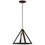 Pinnacle 1 Light Bronze with Antique Brass Accents Pendant