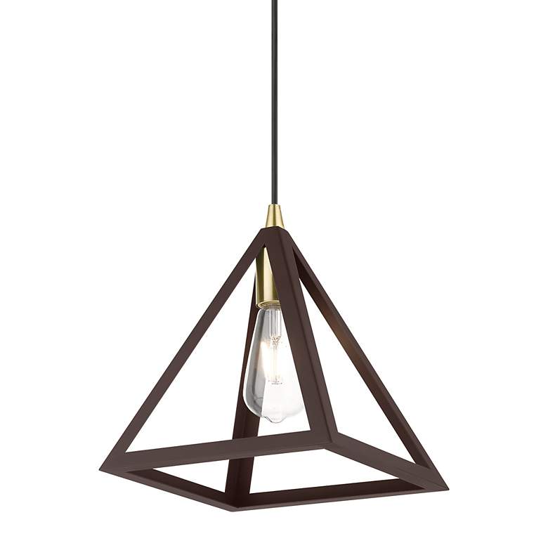 Image 4 Pinnacle 1 Light Bronze with Antique Brass Accents Pendant more views