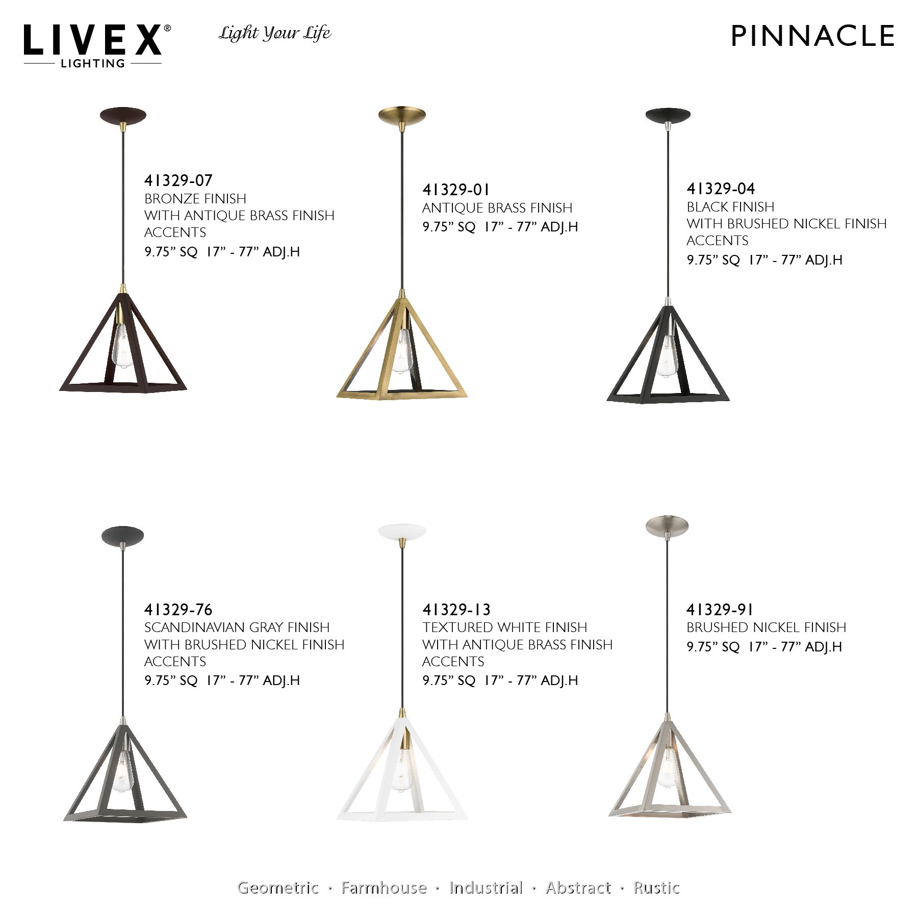 Pinnacle 1 Light Bronze with Antique Brass Accents Pendant