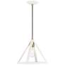 Pinnacle 1 Light Textured White with Antique Brass Accents Pendant