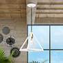 Thumbnail1 of Pinnacle 1 Light Textured White with Antique Brass Accents Pendant