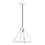 Thumbnail3 of Pinnacle 1 Light Textured White with Antique Brass Accents Pendant more views