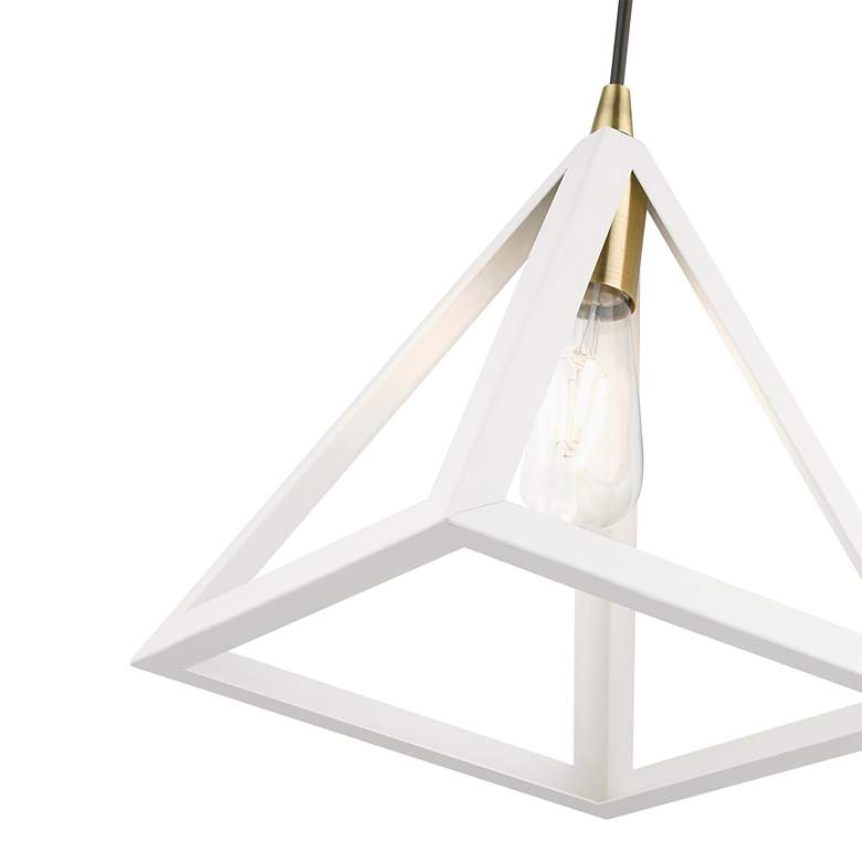 Image 6 Pinnacle 1 Light Textured White with Antique Brass Accents Pendant more views