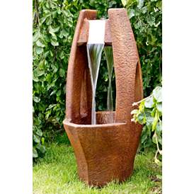 Image1 of Pinnacle 40" High Stone Waterfall Fountain with Light