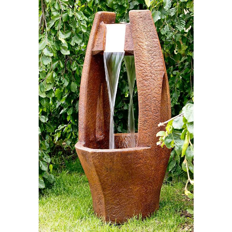 Image 1 Pinnacle 40 inch High Stone Waterfall Fountain with Light