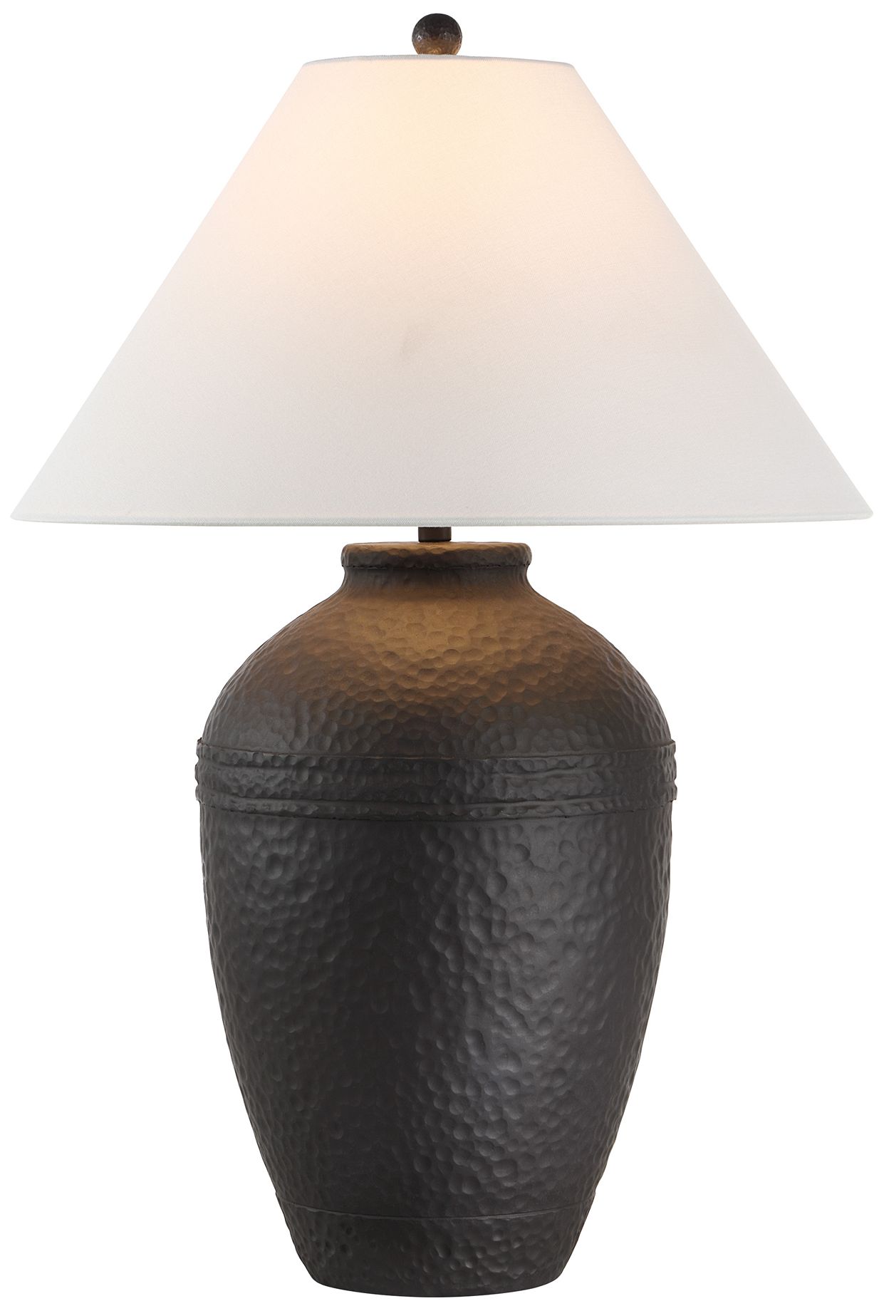Image 4 Pino 30.5" Tall Carved Brown Oak Resin Table Lamp with Tapered Linen Shade more views