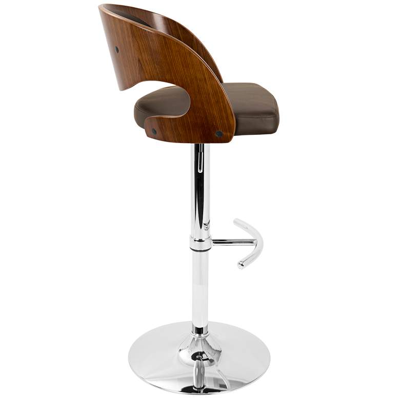 Image 3 Pino Brown Faux Leather Walnut Adjustable Swivel Bar Stool more views