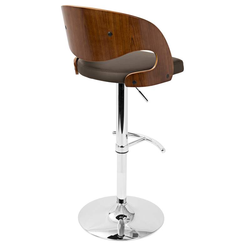 Image 4 Pino Brown Faux Leather Walnut Adjustable Swivel Bar Stool more views