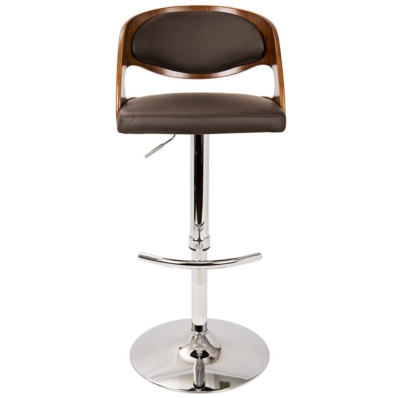 Image 6 Pino Brown Faux Leather Walnut Adjustable Swivel Bar Stool more views
