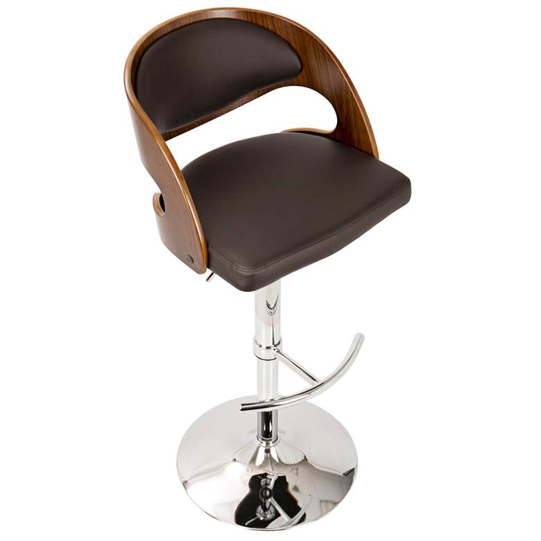 Image 7 Pino Brown Faux Leather Walnut Adjustable Swivel Bar Stool more views