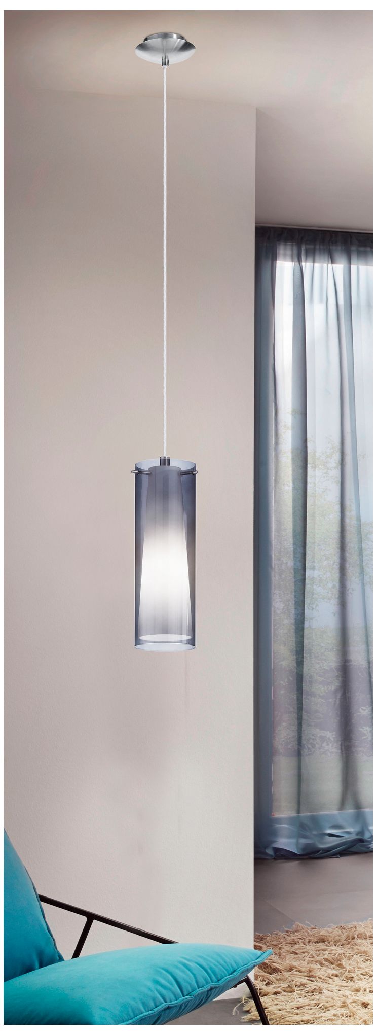 Image 4 Pinto Nero - 1-Light Mini Pendant - Matte Nickel - White - Smoked Glass more views