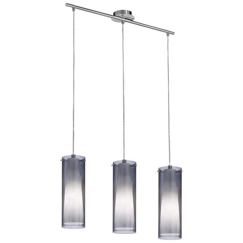 Image 1 Pinto Nero 38.5" Wide 3-Light Matte Nickel Smoked Glass Pendant