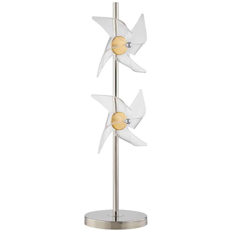 Image 1 Pinwheel Sand Chrome Metal 2-Light LED Table Lamp