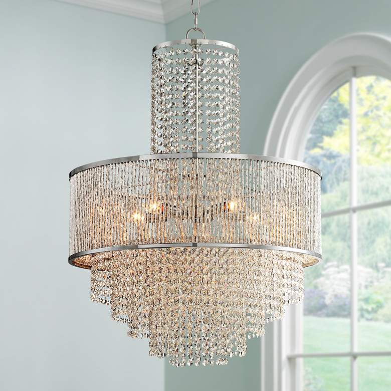 Pioggia Chrome 23 1/2&quot; Wide Crystal Chandelier by Inspire Me Home