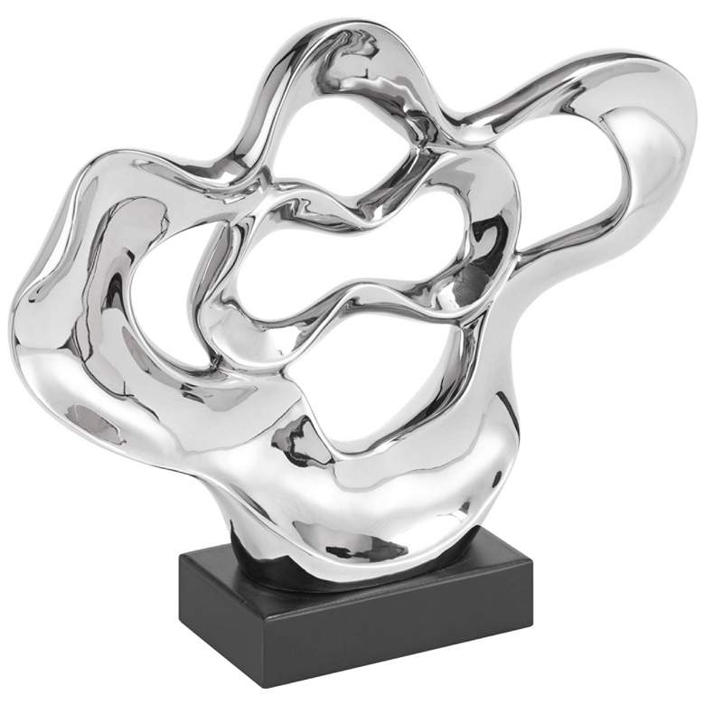 Image 1 Piomix 14 1/2 inch Wide Bright Silver Modern Sculpture
