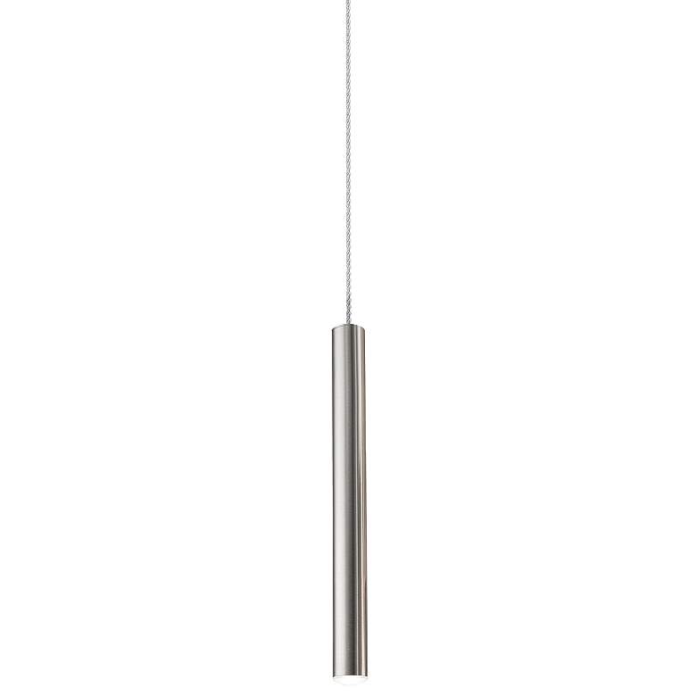 Image 1 Pipeline 1.25" Wide Brushed Steel LED Pendant with Acrylic Lens