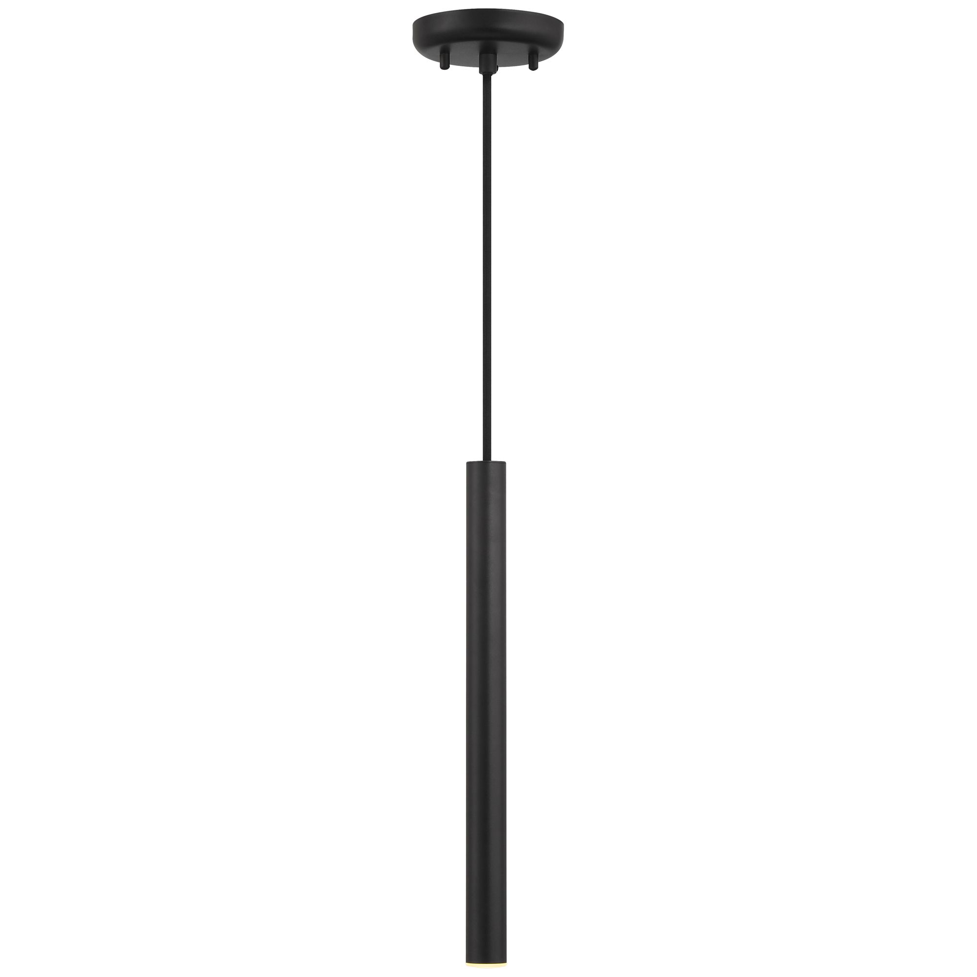 Image 4 Pipeline 1.25" Wide Matte Black  LED Pendant with Acrylic Lens more views