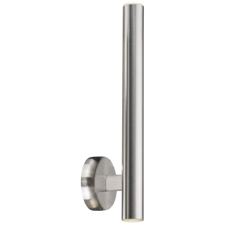 Image 1 Pipeline 13.75" High Brushed Steel LED Wall Sconce with Acrylic Lens