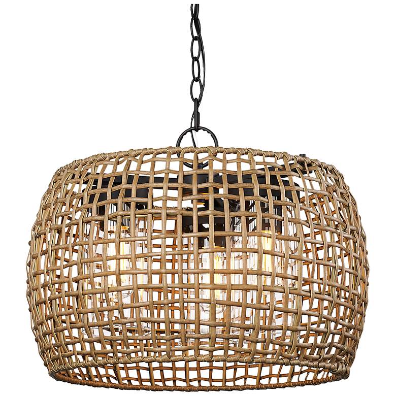 Image 2 Piper 14 1/2"H Natural Black 3-Light Outdoor Hanging Light