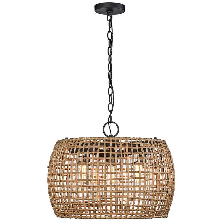 Image 7 Piper 14 1/2"H Natural Black 3-Light Outdoor Hanging Light more views