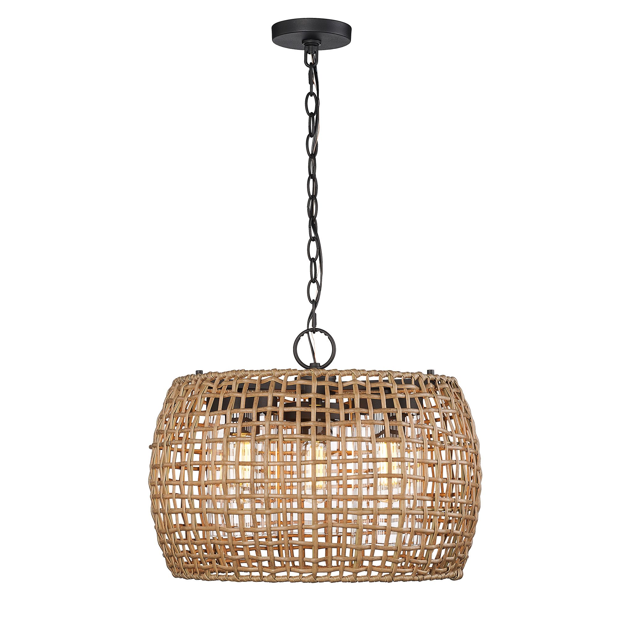 Image 4 Piper 19 1/4" Wide Natural Black 3-Light Outdoor Hanging Light more views