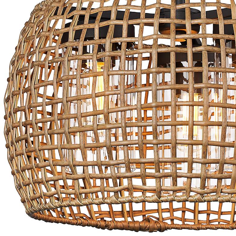 Image 3 Piper 19 1/4"W Natural Black 3-Light Outdoor Ceiling Light more views