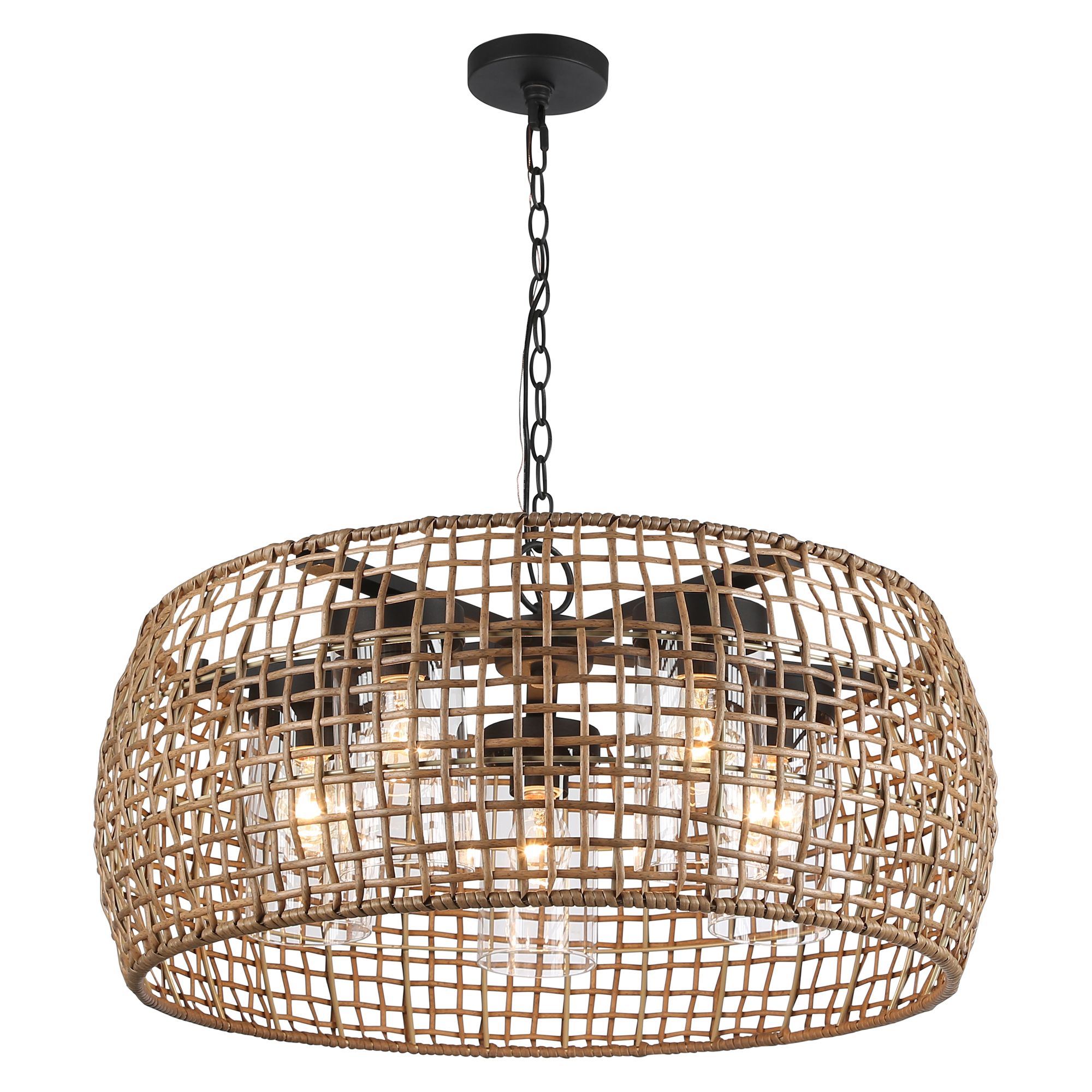 Image 3 Piper 27 1/2" Wide Black Outdoor Hanging Light w/ Wicker Shade more views