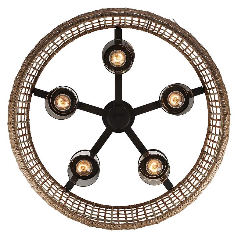Image 4 Piper 5 Light Pendant Outdoor Natl Black w Maple All-Weather Wicker Shade more views