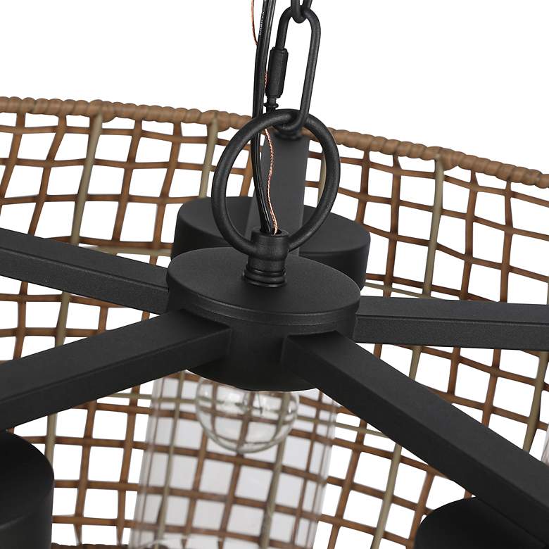 Image 6 Piper 5 Light Pendant Outdoor Natl Black w Maple All-Weather Wicker Shade more views