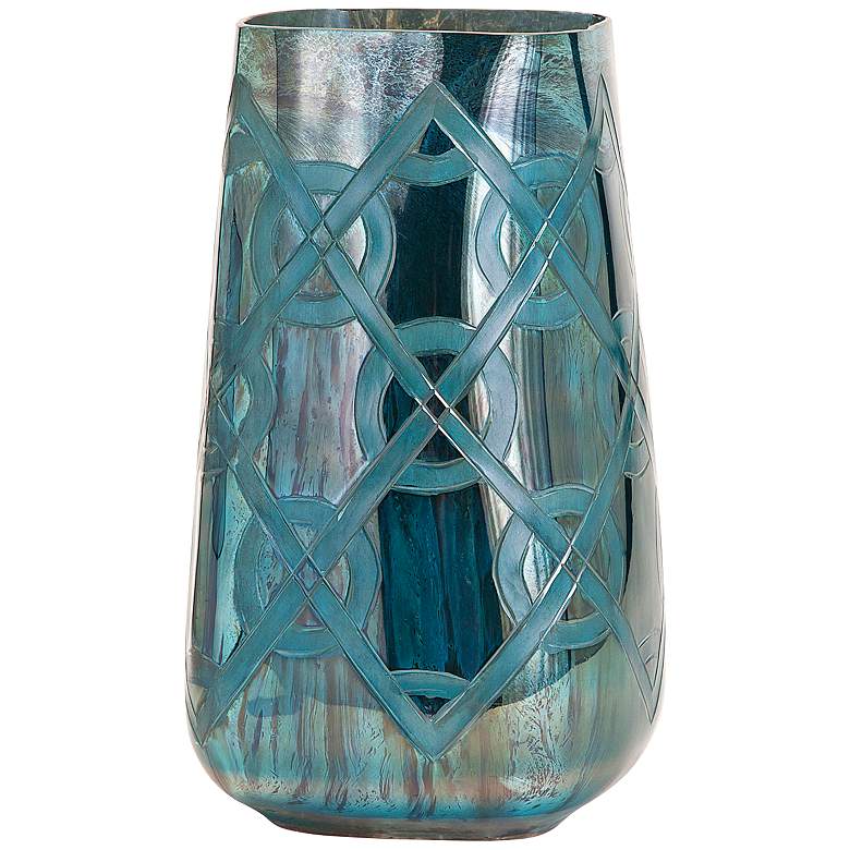 Image 1 Piper Blue 12 inch High Small Etched Vase