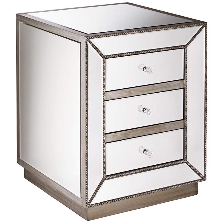 Image 1 Piper Champagne Silver 3-Drawer Mirrored Accent Table