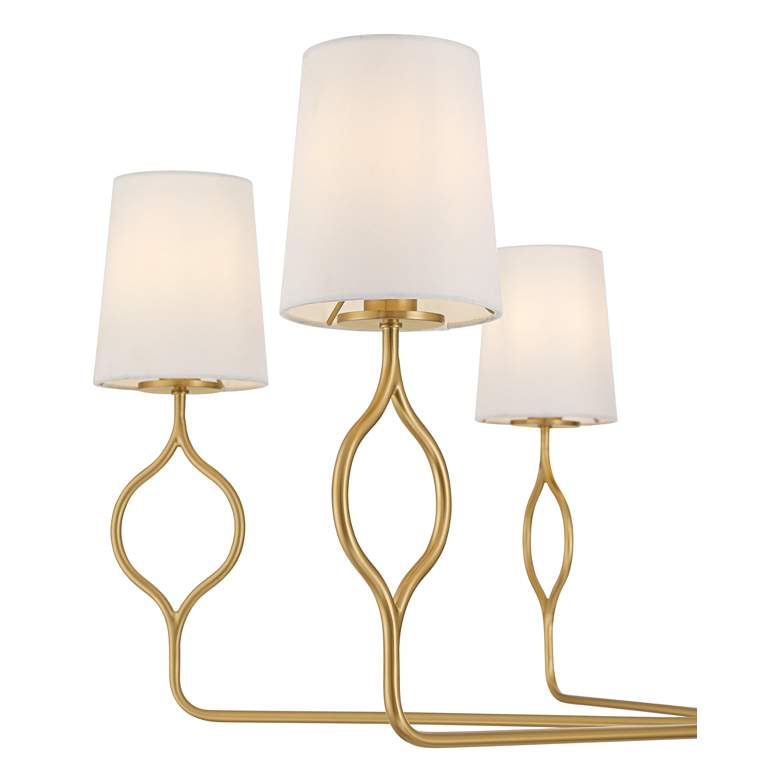 Image 3 Pirouette 40"W Warm Gold and White Linen 6-Light Chandelier more views
