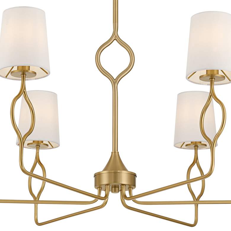 Image 5 Pirouette 40"W Warm Gold and White Linen 6-Light Chandelier more views