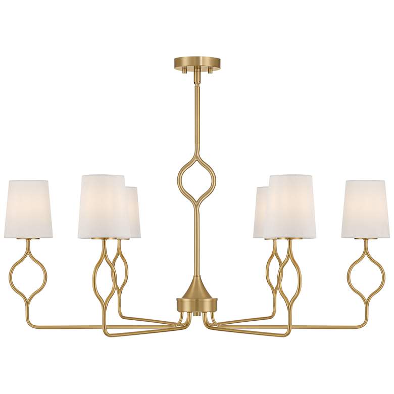 Image 7 Pirouette 40"W Warm Gold and White Linen 6-Light Chandelier more views