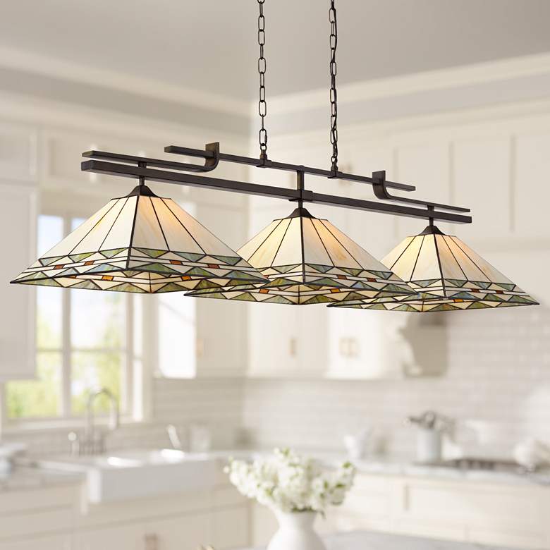 Image 1 Pirro 56" Wide Mission Square Kitchen Island Light Pendant