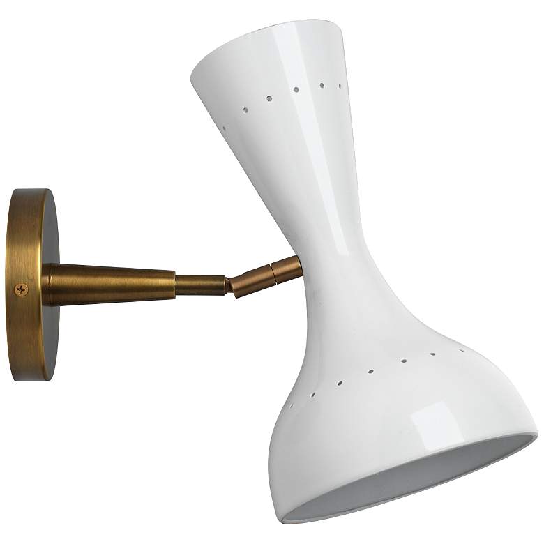 Image 1 Pisa 10 1/2" High White and Brass Modern Wall Sconce