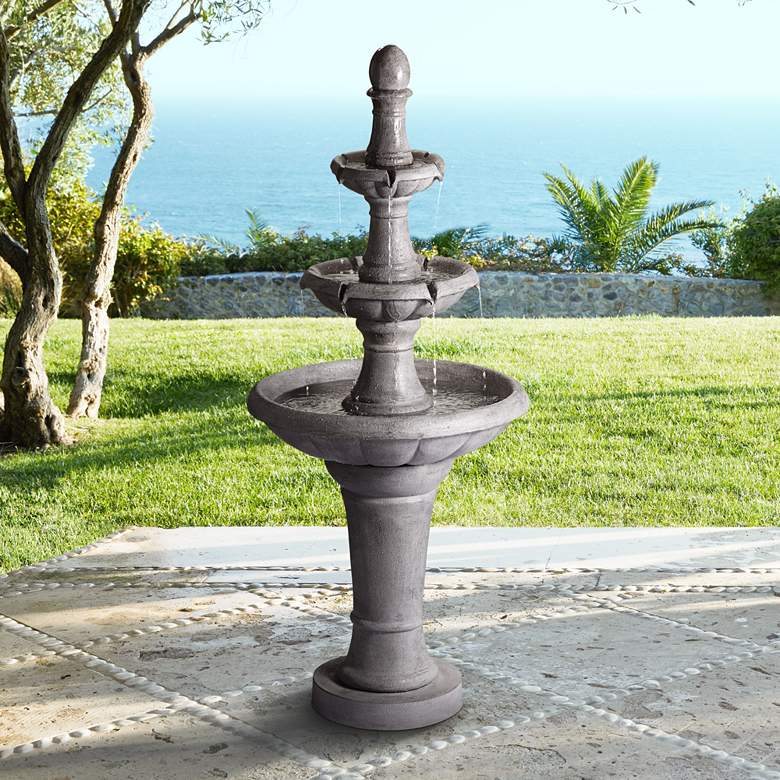 Image 1 Pisa 57 1/2 inch High Fountain Faux Stone 3-Tier Water Fountain