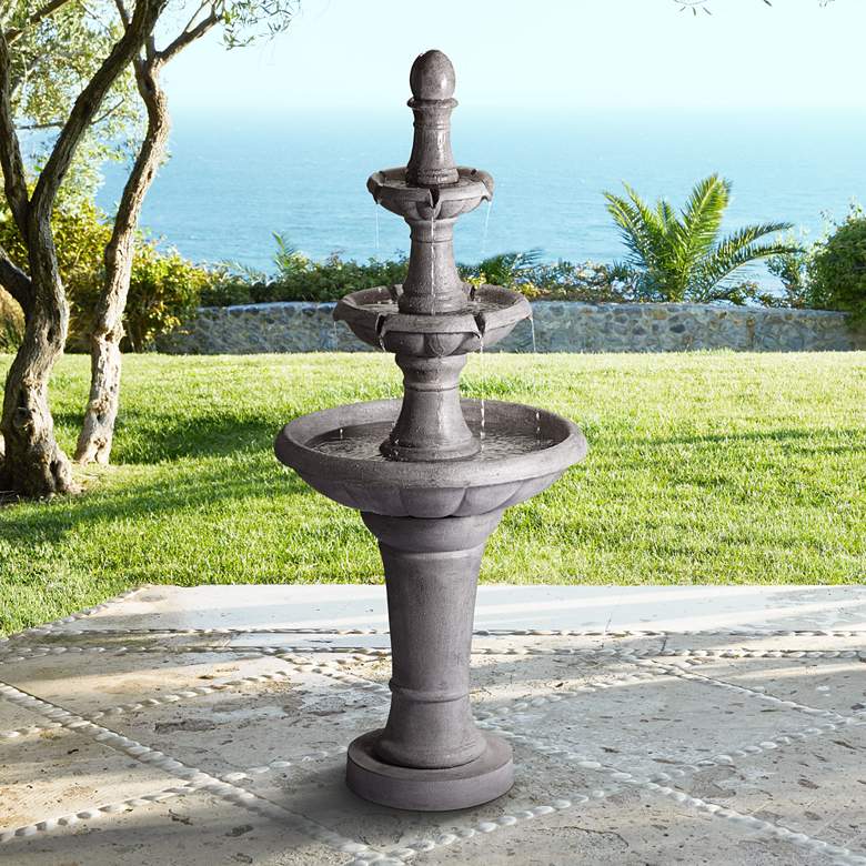 Image 1 Pisa 57 1/2" High Fountain Faux Stone 3-Tier Water Fountain