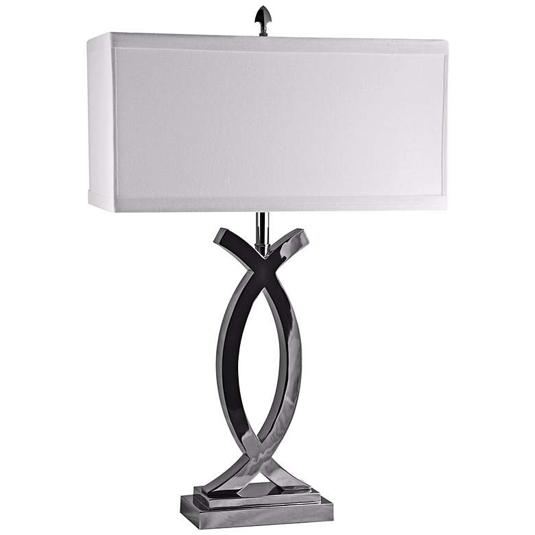Image 1 Pisces Polished Nickel with Cotton Shade Table Lamp