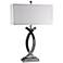 Pisces Polished Nickel with Cotton Shade Table Lamp