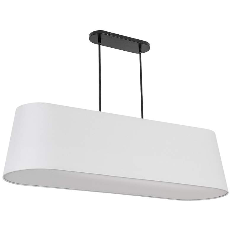 Image 1 Pita 48" Wide 4 Light White Pendant With White Fabric Shade