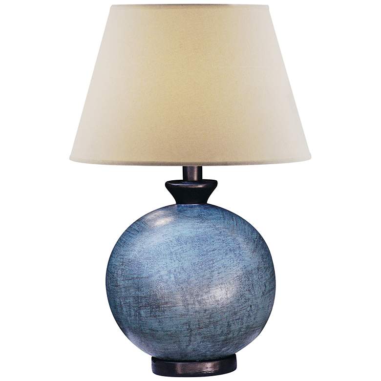 Image 2 Pitkin 26" Handcrafted Hydrocal Round Base Blue Table Lamp