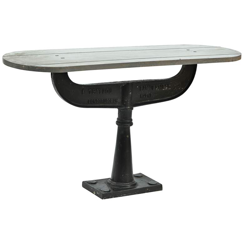 Image 1 Pittsburgh Industrial Iron Oval Console Table