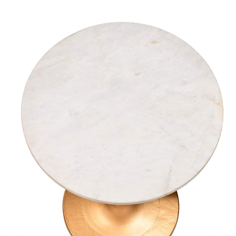 Image 3 Piuma Antique Gold Base Marble Top Accent Table more views