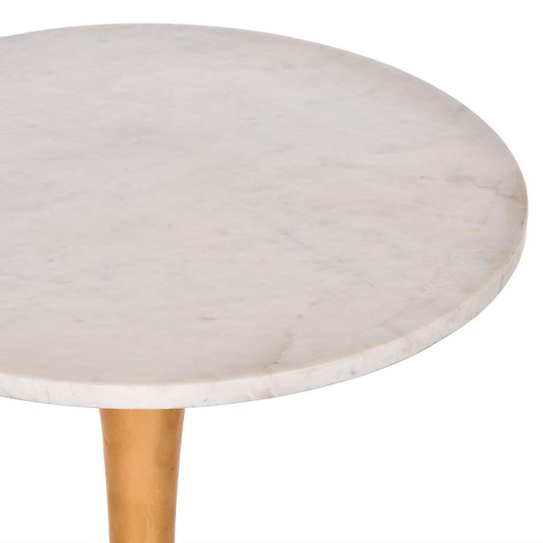 Image 4 Piuma Antique Gold Base Marble Top Accent Table more views