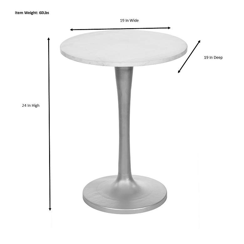 Image 6 Piuma Antique Gold Base Marble Top Accent Table more views