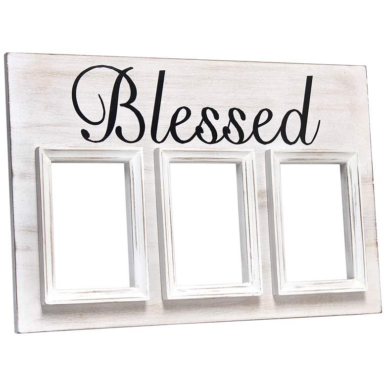 Pixel White Wash Wood &quot;Blessed&quot; 4x6 Photo Frame